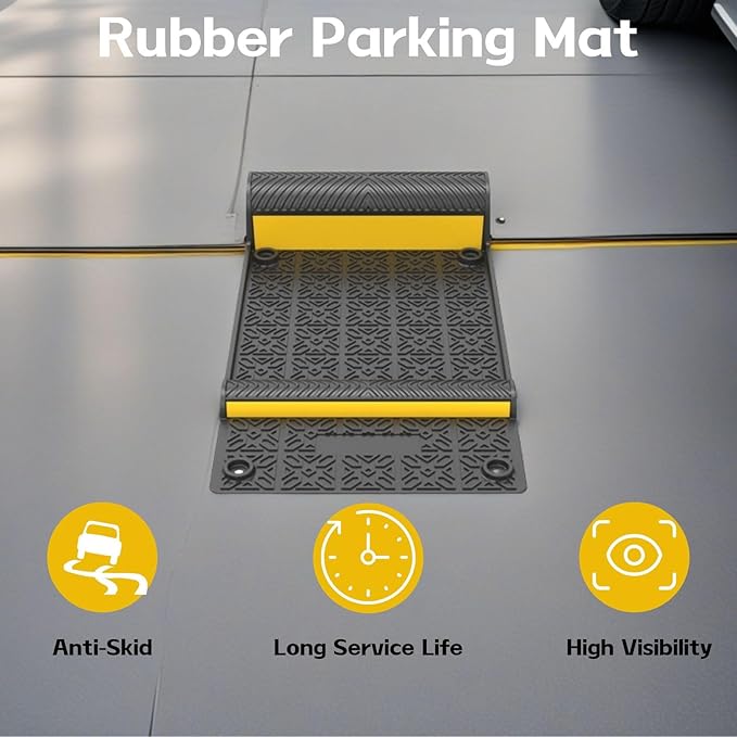 11''x21''/28cmx53cm Parking Guide Mats,Durable Self Adhesive Anti-Skid Wheel Stopper, Parking Assistance Accessories for Garage Vehicles (4 Pack)