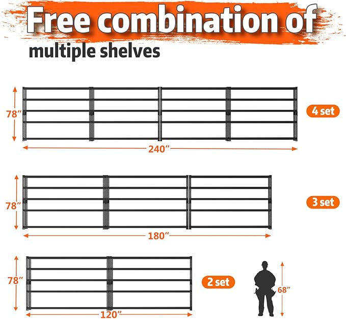 Storage Shelves Heavy Duty, 60" L x 24" W x 78" H Garage Storage Shelves Unit Loads 3700LBS, 5-Tier Adjustable Metal Industrial Utility Shelf Rack for Kitchen, Laundry Room, Warehouse, Basement