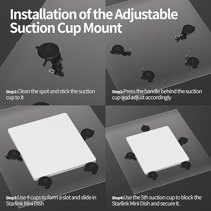 Starlink Mini Suction Cup Mount, Sunroof Mount for Starlink Mini, Car/Window Roof Mounting Kit Accessories