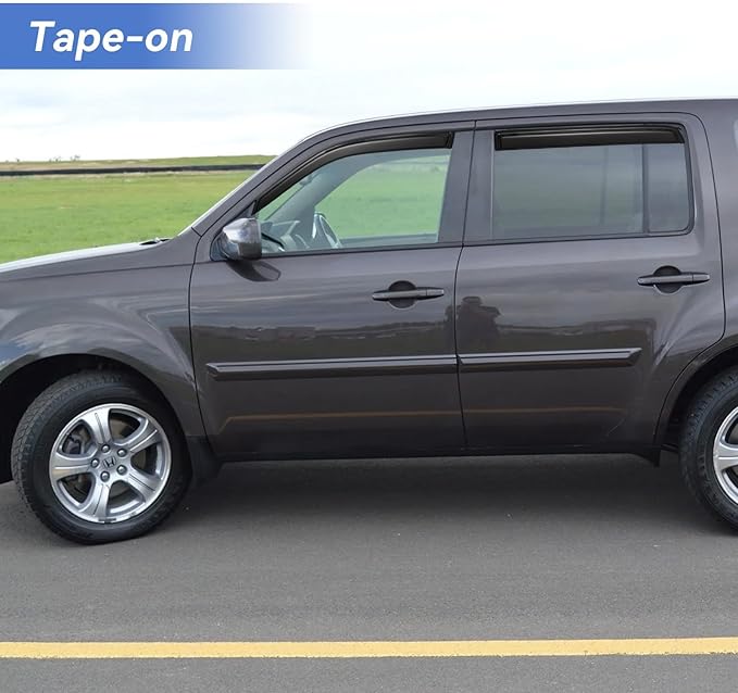 Window Visors Rain Guards Shield for 2009 2010 2011 2012 2013 2014 2015 Honda Pilot, Out-Channel Window Vent Wind Deflectors Visors Shades for 09-15 Pilot