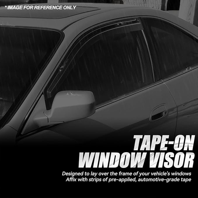 Auto Dynasty 2Pcs Carbon Fiber Pattern Window Visors Compatible with 1998-2002 Honda Accord Coupe, Tape-On Front Window Deflectors Rain Guards Sun Wind Air Side Vent Shade, Glossy Black