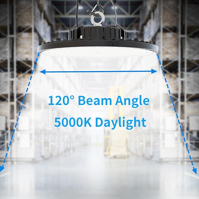 2 Pack UFO LED High Bay Light 250W, 35000 LM, 5000K with 5ft Power Cord, US Plug, Bright LED Shop Light for Basement Commercial Factory Garage Lighting, IP66 Waterproof, AC110-277V, ETL Listded