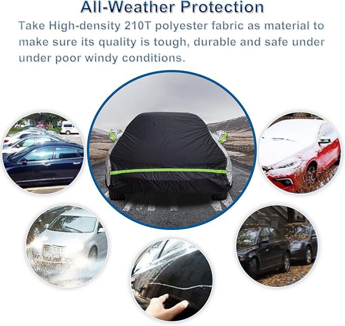 Universal Sedan Car Cover Fit for Mercedes-Benz C-Class, BMW 3 Series, Audi A3,Waterproof All Weather Heavy Duty Anti-UV Windproof Snow Protection - 177''~185''(L)