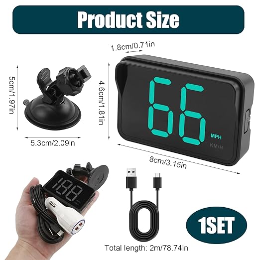 GPS Digital Speedometer for Car MPH, Universal HUD Speed Meter with LED Large Font, Plug Play for Car Truck Motor SUV Golf Cart All Vehicles (2025 New with Bracket & Charger)