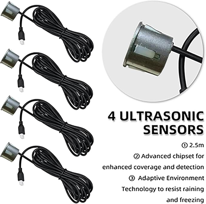 Parking Sensor Kit Backup Sensor Kit Reverse Sensor for Car 16 Color Options for Probes Adjustable Alarm Volume Professional Sensore de Reversa para Carro Safe Driving Assistant（Grey）