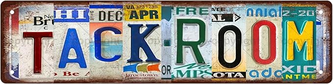 TACK ROOM Vintage Metal Tin Sign, Street Sign, Home Decor, Room Decor, Wall Decor, Bathroom Decor, Bar Decor, Cafe Decor, Garage Decor, 16 x 4 Inch