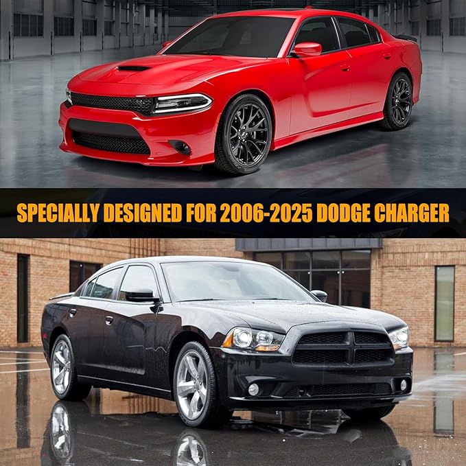 Waterproof Car Covers Replace for 2006-2025 Dodge Charger/Chrysler 300 300C, Multilayer Heavy Duty with Cotton Liner All Weather Car Cover with Zipper Door, Windproof Bands for Snow Rain Protection