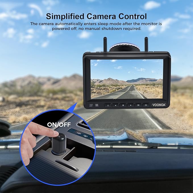2 Magnetic Wireless Backup Camera with 7'' HD 1080P DVR Monitor System, 9600mAh Rechargeable Waterproof Dual Solar Reverse Camera for Hitch Towing Car Trailer Truck RV VN007