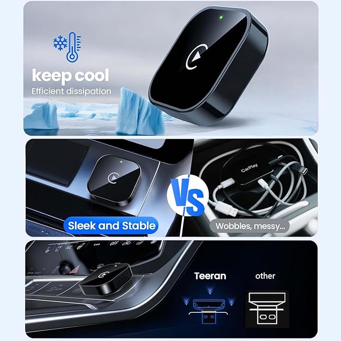 Wireless Adapter Convert Wired to Wireless for CarPlay＆Android Small Size, Plug and Play, Fast and Stable Connection