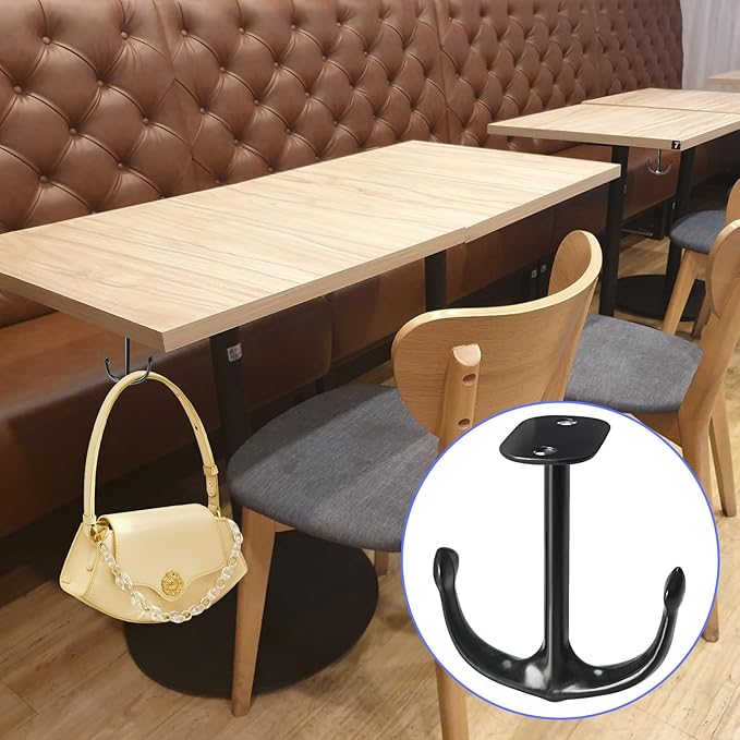 Anchor Two Prong Ceiling Hook for Closet Top Bathroom Kitchen Cabinet Garage Pack of 8 (Black)