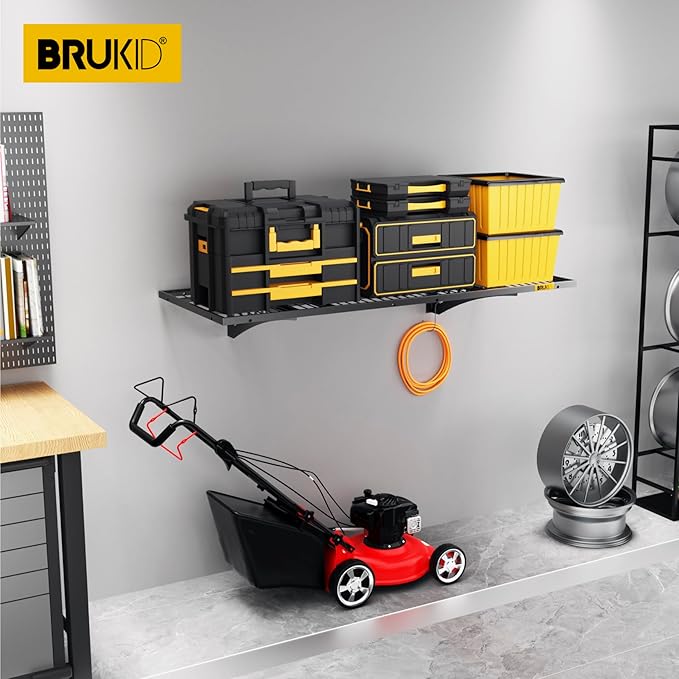 1.64x4ft Adjustable Rail Wall Garage Storage Shelf, for Tool Room, Storage Room, Store Supermarket Wall Storage Shelving Rack (1 Pack-Black)