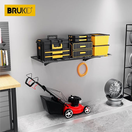 1.64x4ft Adjustable Rail Wall Garage Storage Shelf, for Tool Room, Storage Room, Store Supermarket Wall Storage Shelving Rack (1 Pack-Black)