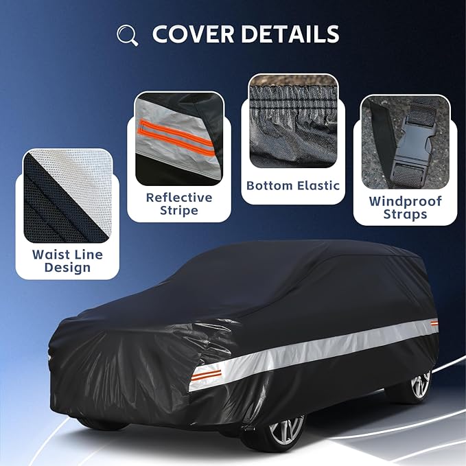 10 Layers Minivan Car Cover Custom Fit for Toyota Sienna (2010-2024) Waterproof All Weather for Automobiles, Outdoor Full Cover Sun UV Rain Protection with Cotton.Black