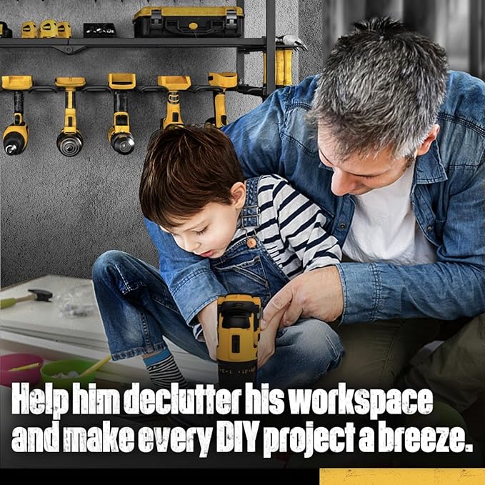 Large Power Tool Organizer Wall Mount, Maximum 420lbs Load Capacity, 4 Layers Heavy Duty Metal Tool Storage for Garage/Workshop/Shed, Utility Racks with 8 Cordless Drill Holder, Gift for Men