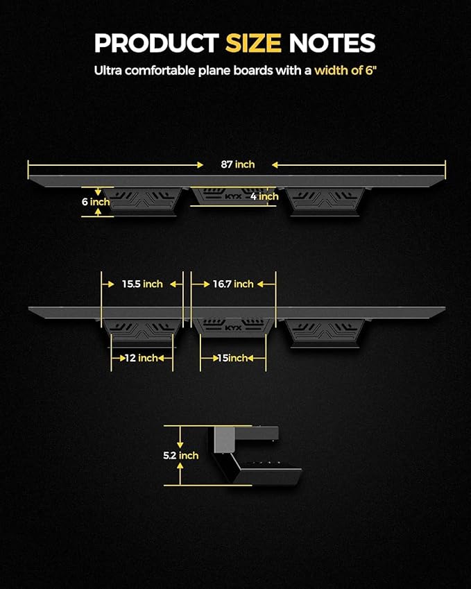KYX Running Boards Compatible with Ford F250 F350 SuperDuty Crew Cab 1999-2016, A Pair 6 inches Car Door Side Step Rails Truck Boards Side Steps Nerf Bars