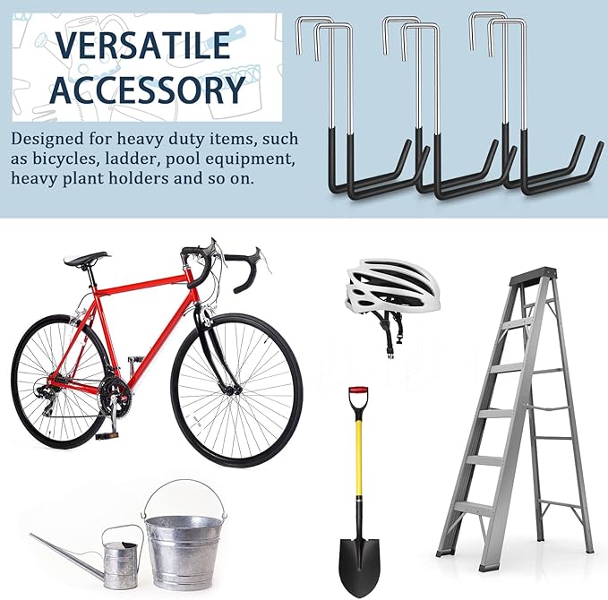 6 Pack Heavy Duty Rafter Hooks for Hanging Vinyl Coated Large S Hooks for Hanging Ladder Bike Hangers Garage Storage Organizer Black
