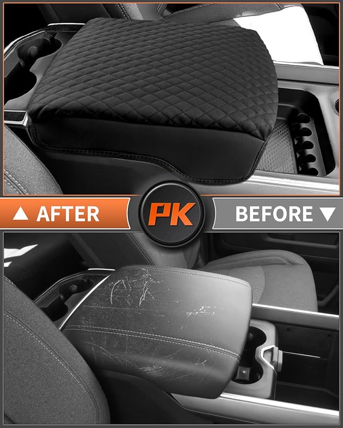 Shademax Custom for Dodge Ram 1500 Center Console Cover, Armrest Cushion Pad Cover for Dodge Ram 1500 2500 3500 Accessories 2019-2025 2026 Leather Dodge Ram Console Bucket Seat Protector Anti-Scratch
