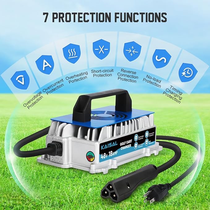 EZGO Golf Cart Charger 48 Volt 18 AMP Golf Cart Battery Charger 1250W for 48V EZ-GO RXV & TXT IP67 Waterproof 48V EZGO Charger 4-6 hrs Full Charge, 16FT Cable, for Lead-Acid Battery