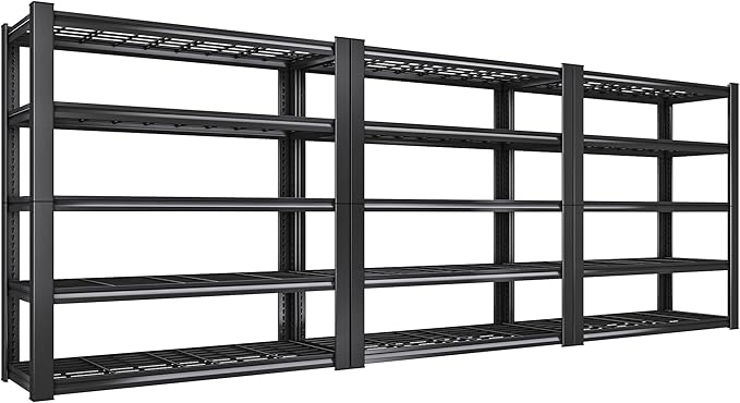 REIBII 3010LBS Storage Shelves 72" H Garage Shelving Heavy Duty Metal Shelving 5 Tier Adjustable Metal Shelves for Storage for Pantry Kitchen Basement 72" H x 35.5" W x 16" D, 3 Pack