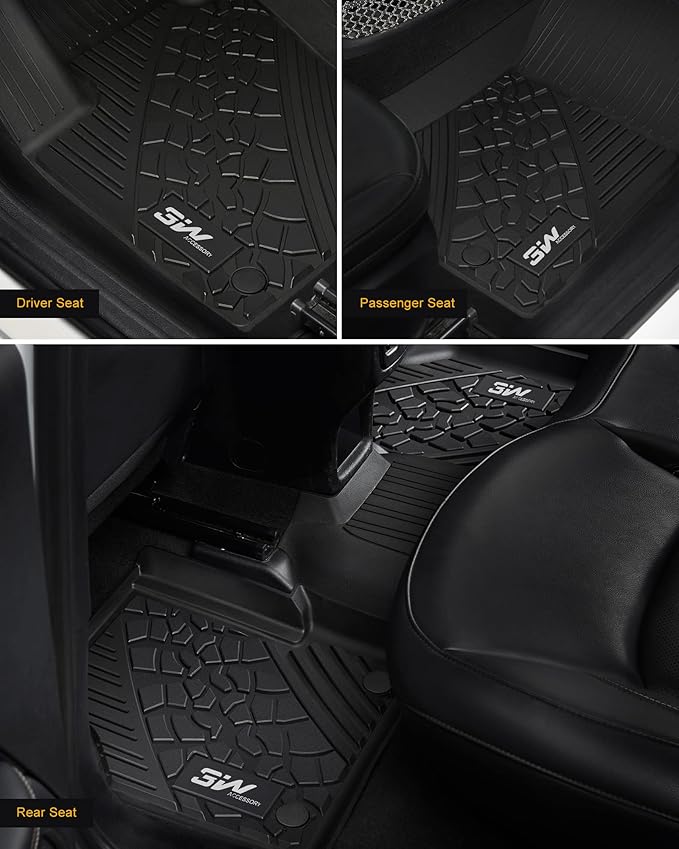 3W Floor Mats Fit for 2017-2025 Jeep Compass, TPE All Weather Custom Fit First and Second Rows Full Set Car Mats, Black