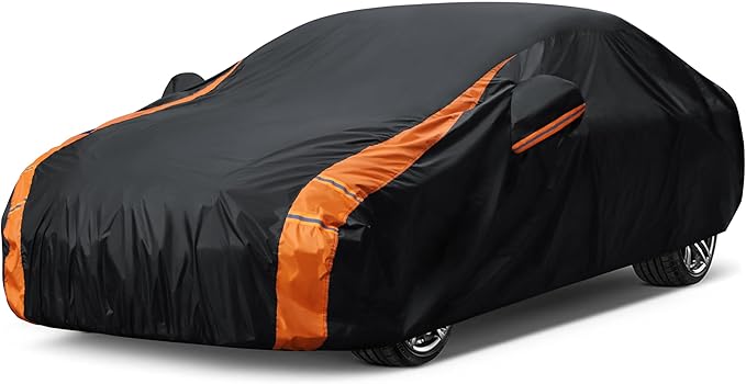 in Full Exterior Sedan Car Cover All Weather, Waterproof, UV Resistant, Dustproof and Snowproof Fit BMW 5 Series,Subaru,Nissan etc.Size A5. Fit Sedan Length 194-206 inches（See Size Chart）