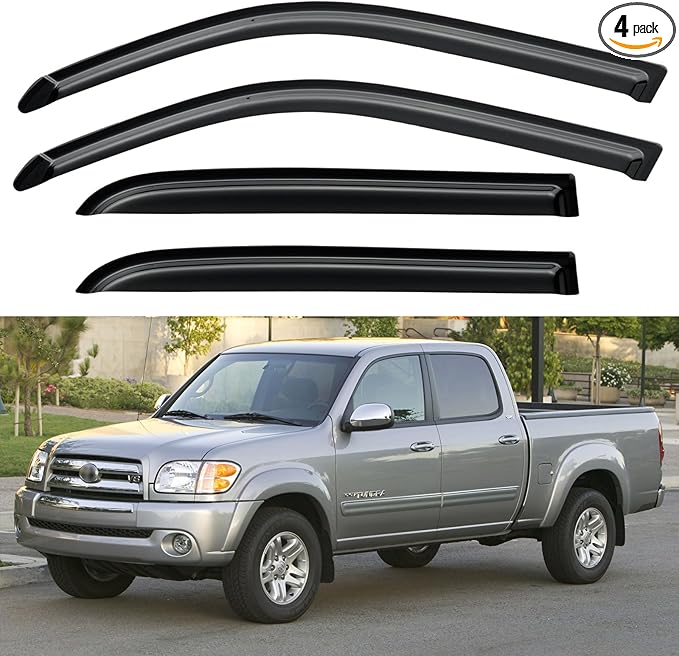 Window Visors Rain Guards for 2004 2005 2006 Toyota Tundra Double Cab, Out-Channel Window Vent Wind Deflectors Visors Shades for 04 05 06 Tundra Crew Cab