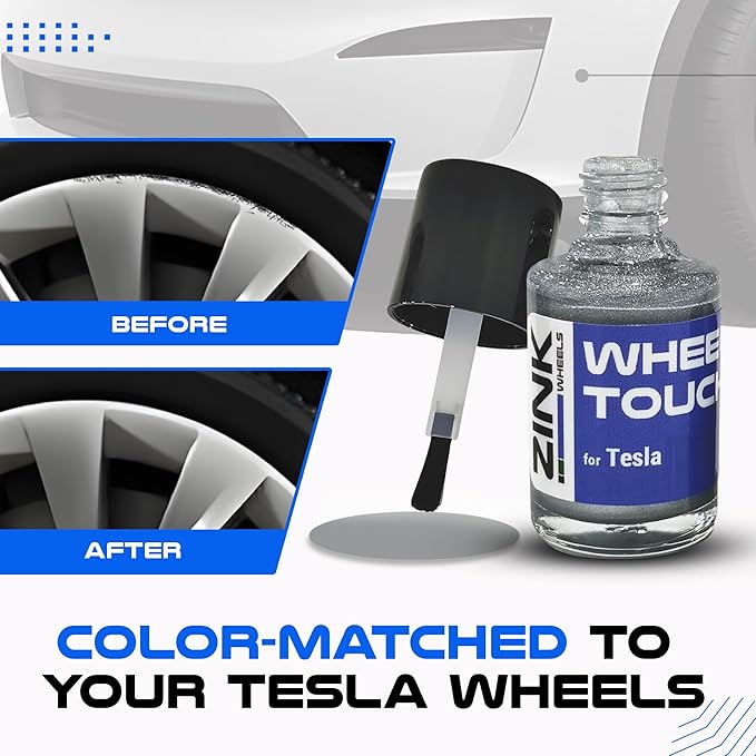 Premium Tesla Wheel Curb Rash Repair Kit for Model S 19-inch Silver Slipstream Rims - DIY Kit with Color-matched Touch Up Paint - Made in USA