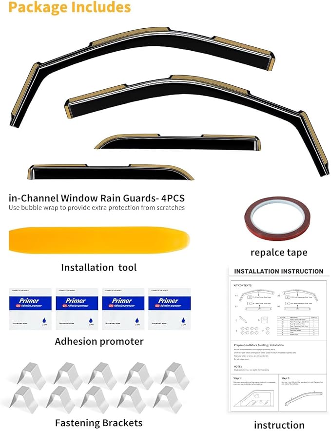 in-Channel Window Rain Guards Fit for Truck Dodge RAM 2500 3500 2019-2025 Crew Cab Extra Durable Window Visors Window Deflectors Vent Visors Vent Shades Car Accessories-4 pcs 2-Q07
