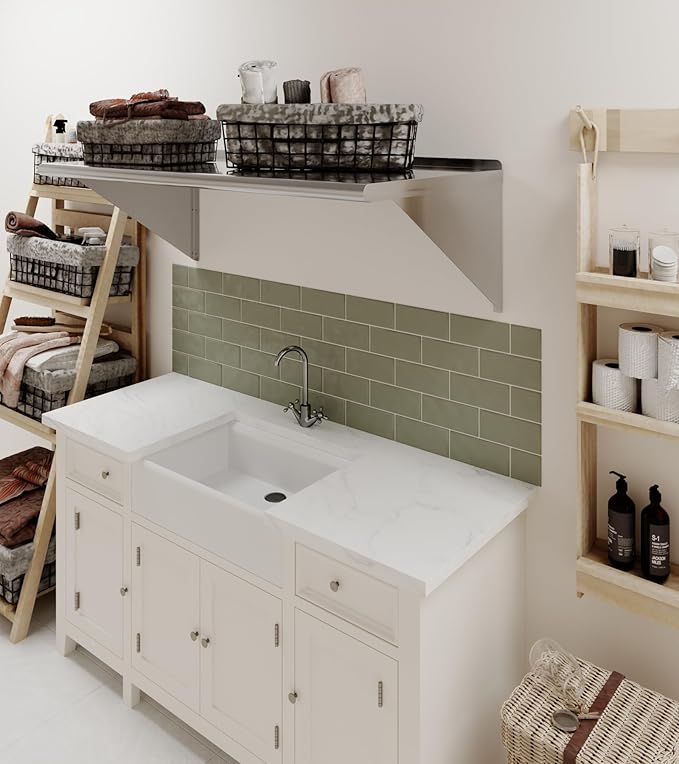 AmGood 48" Long X 24" Deep Stainless Steel Wall Shelf | NSF Certified | Appliance & Equipment Metal Shelving | Kitchen, Restaurant, Garage, Laundry, Utility Room