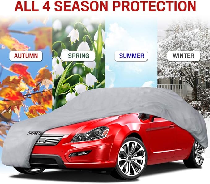 Motor Trend Breathable Lightweight Car Cover, Anti-Moisture Build-Up Water-Resistant Scratch-Resistant Travel-Friendly, Universal Fit for Cars SUVs Trucks Vans All-Weather Outdoor/Indoor, (M) 170" L