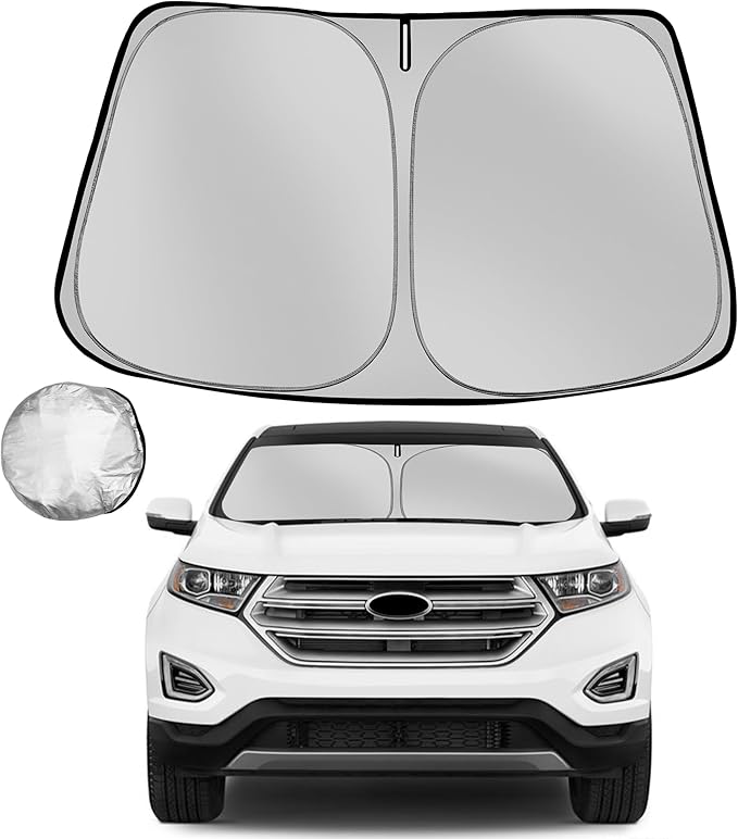 Windshield Sun Shade for 2015-2024 Ford Edge Foldable Sun Sunshade for Car Front Window Blocks UV Rays and Heat Automotive Interior Protector Custom Fit Accessories