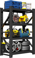 Garage Shelving Unit, 4 Tier Heavy Duty Racks, Easy Assembly, Metal Racks with Adjustable Shelves, 3000 LBS Load Capacity,for Warehouse,Basement (Black, 19.7" D x 41.3" W x 78.7" H)