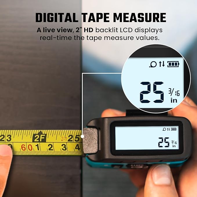 MiLESEEY DT20 Laser Tape Measure 3-in-1, 130FT Laser Distance Meter, 16FT Digital Tape Measure, Regular Tape Measure, Area Volume Measuring Pythagorean Mode, Waterproof and Rechargeable