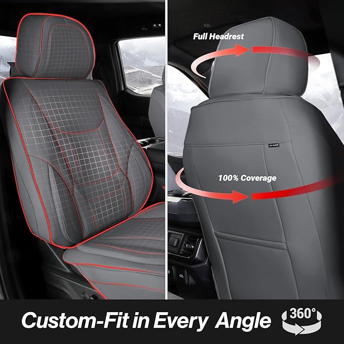Coverland Custom Car Seat Covers Compatible with 2000-2006 Tundra Access Cab, Double Cab - Premium Leather Non-Slip Waterproof Custom Interior Protector Full Set-Dark Gray [See Size Chart-Size X145]