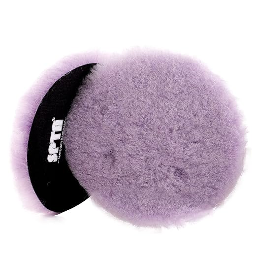 SPTA 2Pcs 6Inch (150mm) Wool Cutting Pad Set, Purple Wool Buffing and Polishing Pad for Heavy Cut, Car Polisher