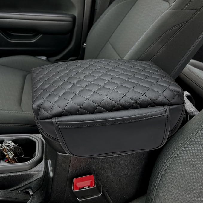 Xaido Center Console Cover Compatible with Jeep Wrangler JL 2018-2025 & Gladiator JT 2020-2025 Accessories, Console Armrest Cover, Leather Arm Rest Covering, Black