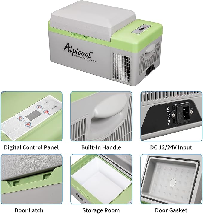 Alpicool Portable Fridge 12 Volt Car Refrigerator 21 Quart Freezer for Fishing, Camping, RV, Truck, Boat-12/24V DC