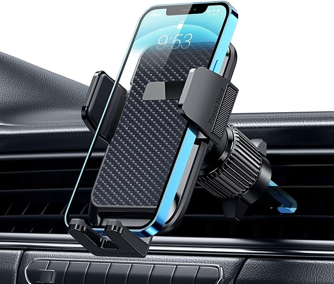 Qifutan Car Phone Holder with Anti-Slip Rubber, 360 Rotating Ball Joint, and Adjustable Support Ring for iPhone and Other Smartphones