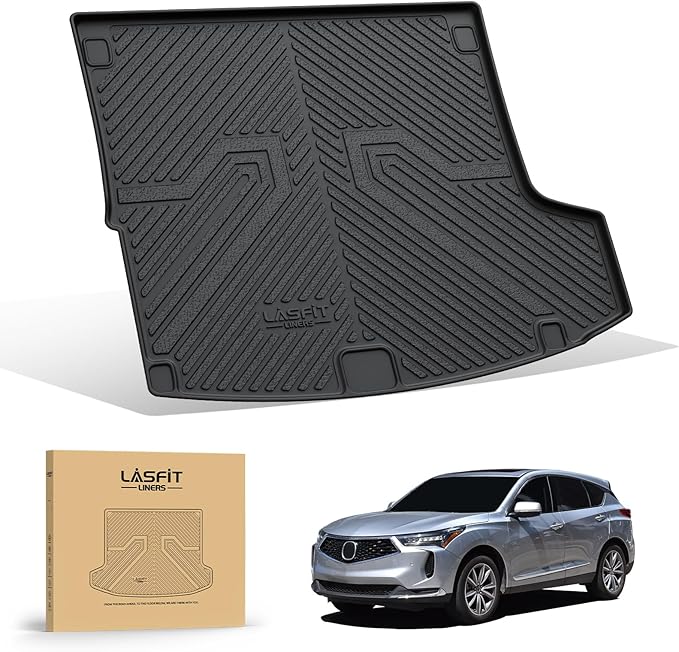 LASFIT Trunk Mat for Acura RDX 2025 2024 2023 2022 2021 2020 2019, All Weather TPE Cargo Mats Custom Fit Cargo Liner Front & Rear Trunk Liner, Black, Easy to Clean
