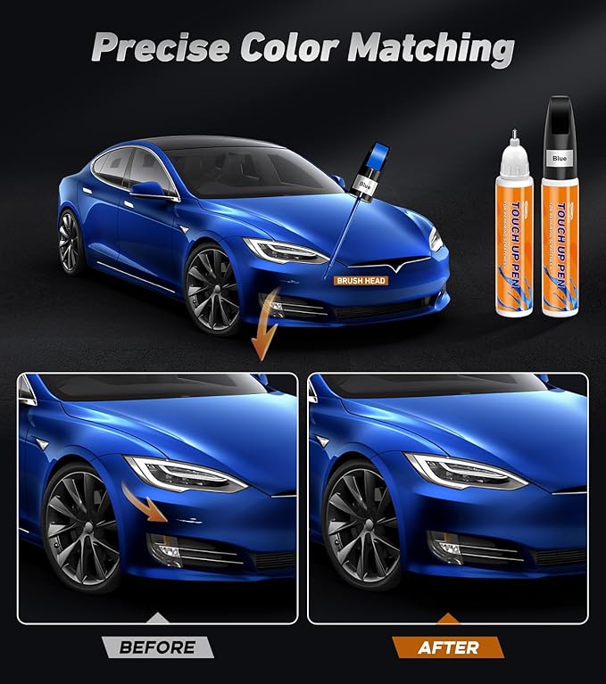 Car Paint Pen, Premium Car Scratch Remover, Precise Automotive Touch up Paint, Effective Sratch Repair Pen for Car, Car Paint Scratch Repair 2pcs(Blue Paint+Varnish)