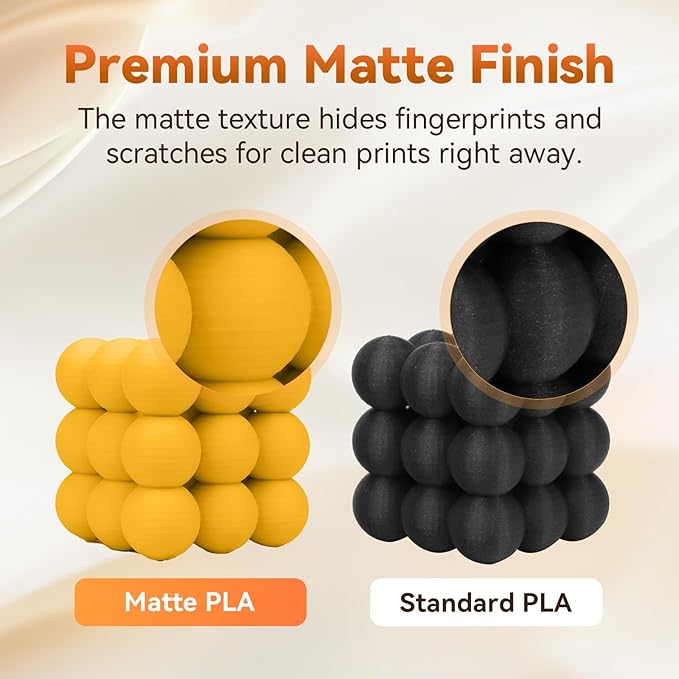 FLASHFORGE PLA Filament 1.75mm +/- 0.02mm, Matte Yellow 3D Printer Filament 1kg (2.2lbs) Spool, Excellent Printing Performance, Easy to Use for Most FDM 3D Printers