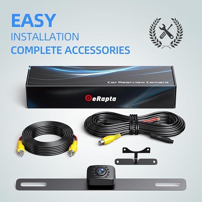 eRapta HD 1080P Backup Camera,AHD Compatible,License Plate Rear View Camera for Car,Metal Housing,IP69 Waterproof Rearview Universal Reverse Cam Kit for Vehicle SUV RV Pickup,AGQT01