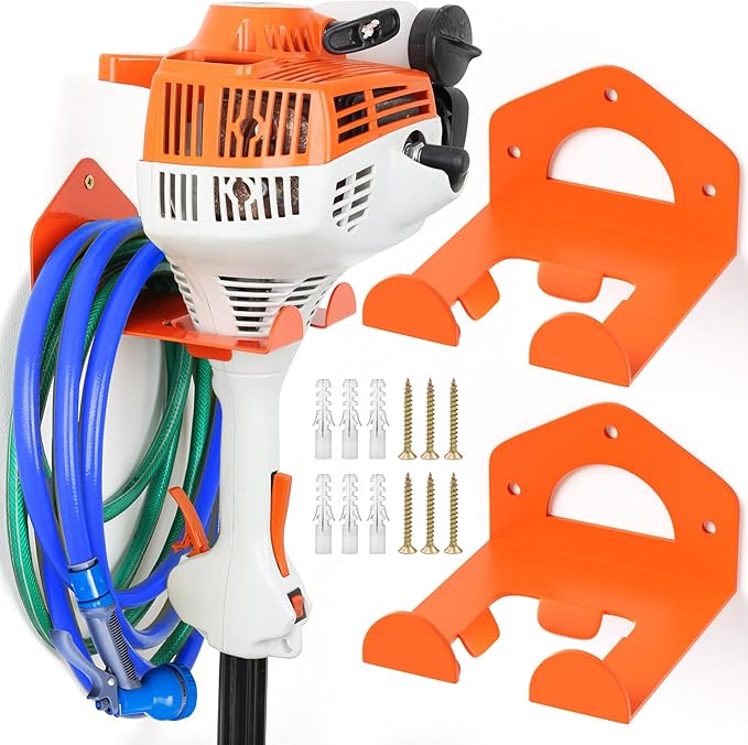 Weed Eater Hanger, Garage Organization Wall Hanger, Weed Eater Holder Heavy-Duty String Trimmer Rack for Hedge Trimmer, Garden Tools, Garage, 2 Pack