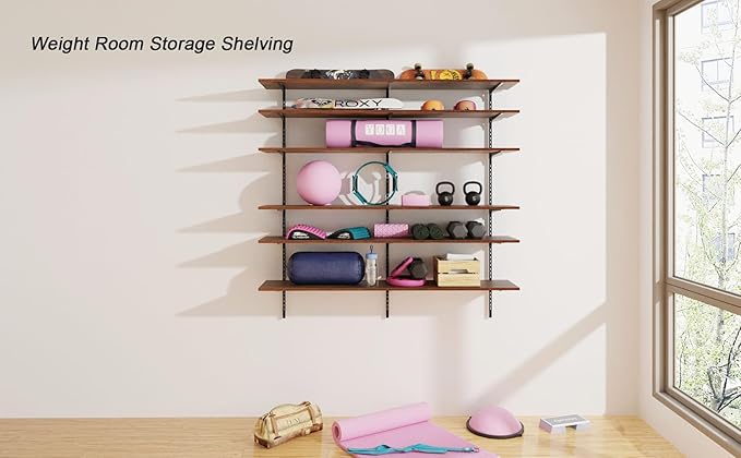 ROGMARS 60" W Garage Wall Mounted Shelving Heavy Duty, 6 Tier Garage Shelves, Adjustable Height Storage Shelving Unit, Wall Shelf Storage Rack Floating Shelves for Warehouse, Pantry, School, Shop