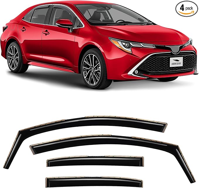 Voron Glass in-Channel Extra Durable Rain Guards for Toyota Corolla 2020-2025 Sedan, Window Deflectors, Vent Window Visors, 4 Pieces - 200674