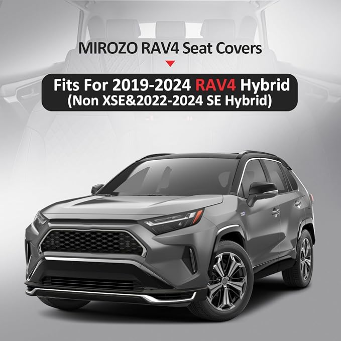MIROZO Car Seat Covers for Toyota Rav4,Waterproof Rav4 Seat Covers Compatible with 2019 2020 2021 2022 2023 2024 2025 Toyota RAV4 Hybrid LE XLE Limited Seat Cover Full Set(Black and Red)