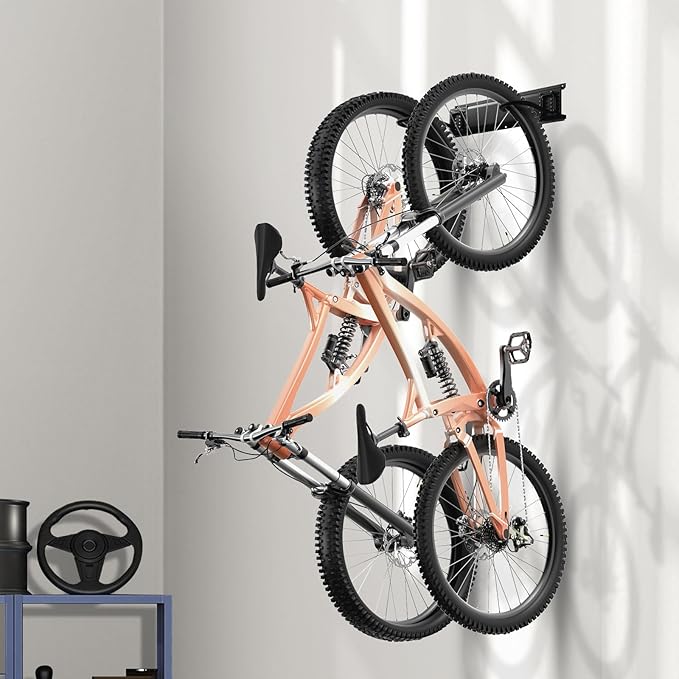 VEVOR Bike Storage Rack, 2 Bike Racks, Wall Mount Bike Storage Hanger, Home and Garage Organizer, Customizable for Various Bike Sizes, Adjustable Holder for Space Saving, Holds Up to 100 lbs, 17-inch