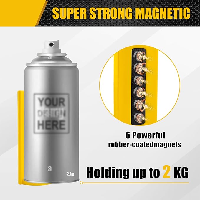 2 Pcs Magnetic Aerosol Spray Can Holder,Strong Magnets Hold Can,Spray Can Wall Mount Organizer Paint Can Bottle Rack for Garage,Toolbox, Workspace