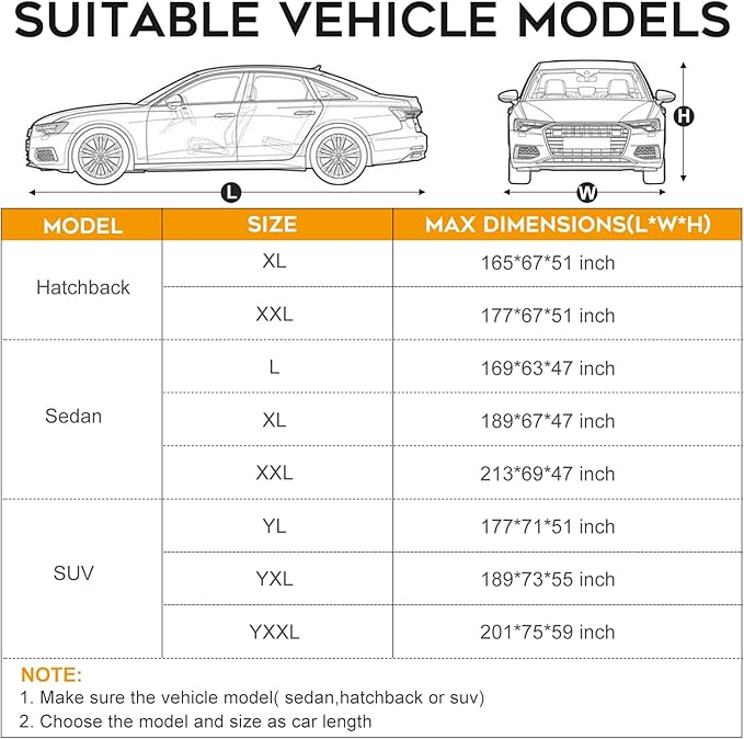 Waterproof SUV Car Cover: 6-Layer Protection from Rain, Snow, UV & Dust - Universal Fit up to 177 inches with Zipper Door & Windproof Straps for Outdoor, Garage, Travel Use, Silver