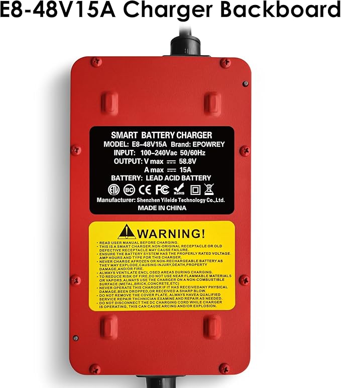 15 Amp 48 Volt Golf Cart Battery Charger for Yamaha G19-G22 with 2-Pin Plug